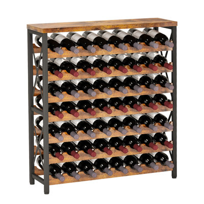 56-Bottle Wine Rack Freestanding Floor, Wooden Wine Storage Shelf, Stackable Wine Rack with Tabletop for Living Room,Kitchen or Wine Cellar