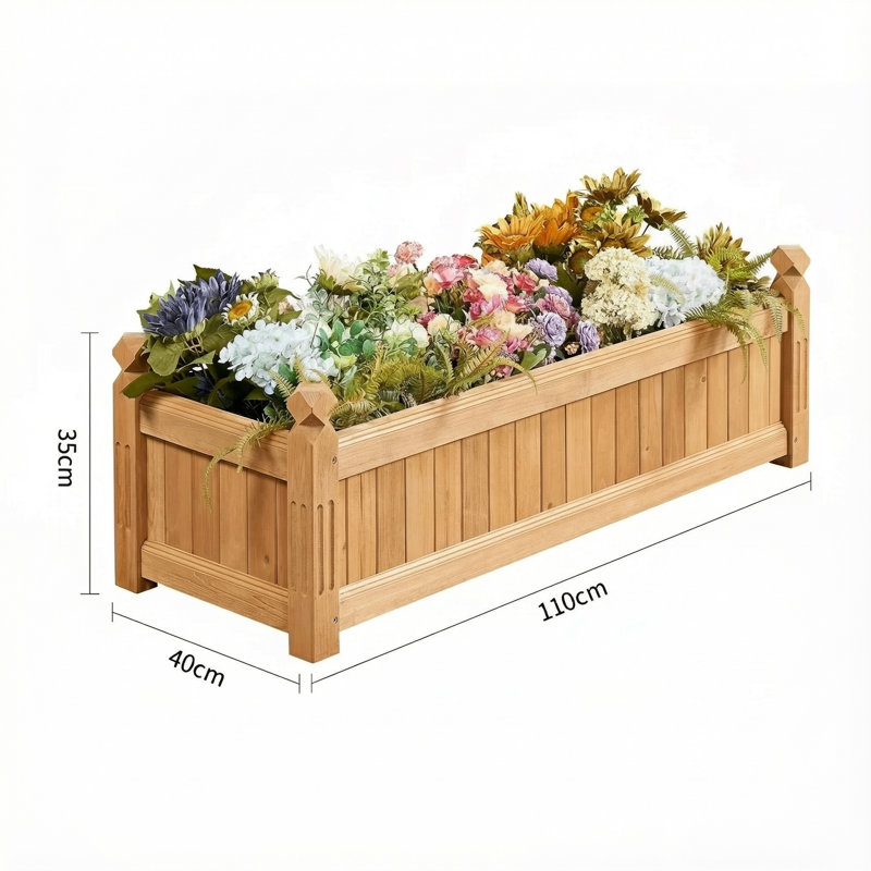 Lit de jardin surélevé rectangulaire en bois, boîte à fleurs d'extérieur pour légumes, fleurs et herbes