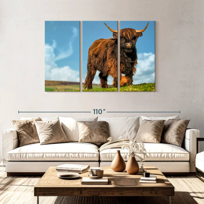 Brampt Dark Haired Highland Cow, 48" H x 74" W