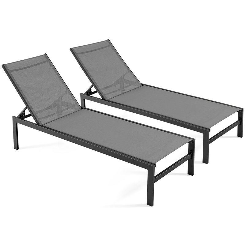 Chaise longue inclinable 78 po, Gris