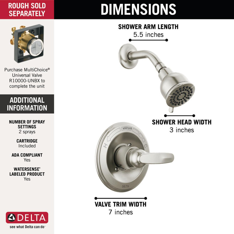 Ensemble de garniture de robinet de douche, ensemble de robinet de douche, ensemble de pomme de douche et poignée, ensemble de douche Foundations