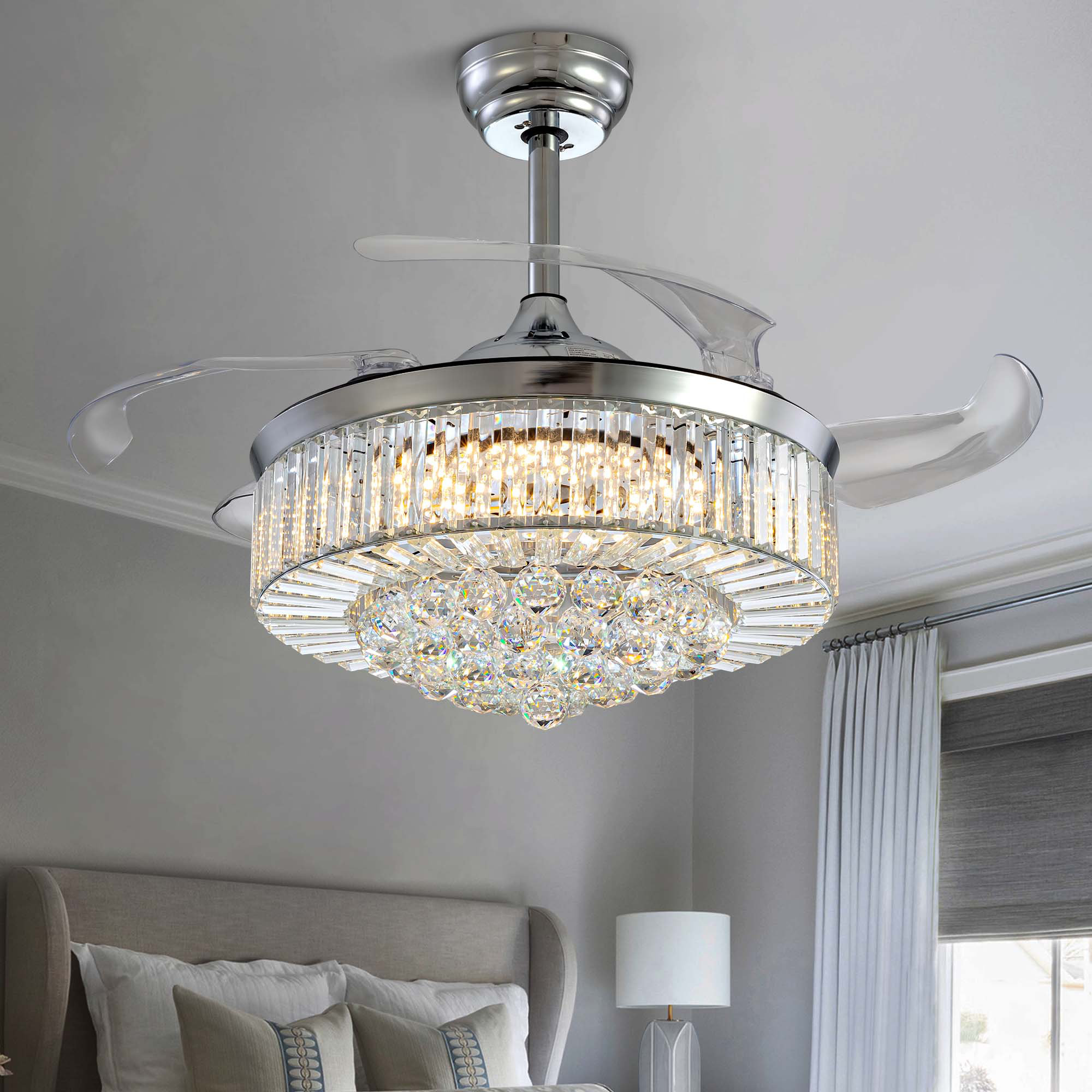 New Modern LED Crystal Glass Lamp Salon Home Bedroom Ceiling Light