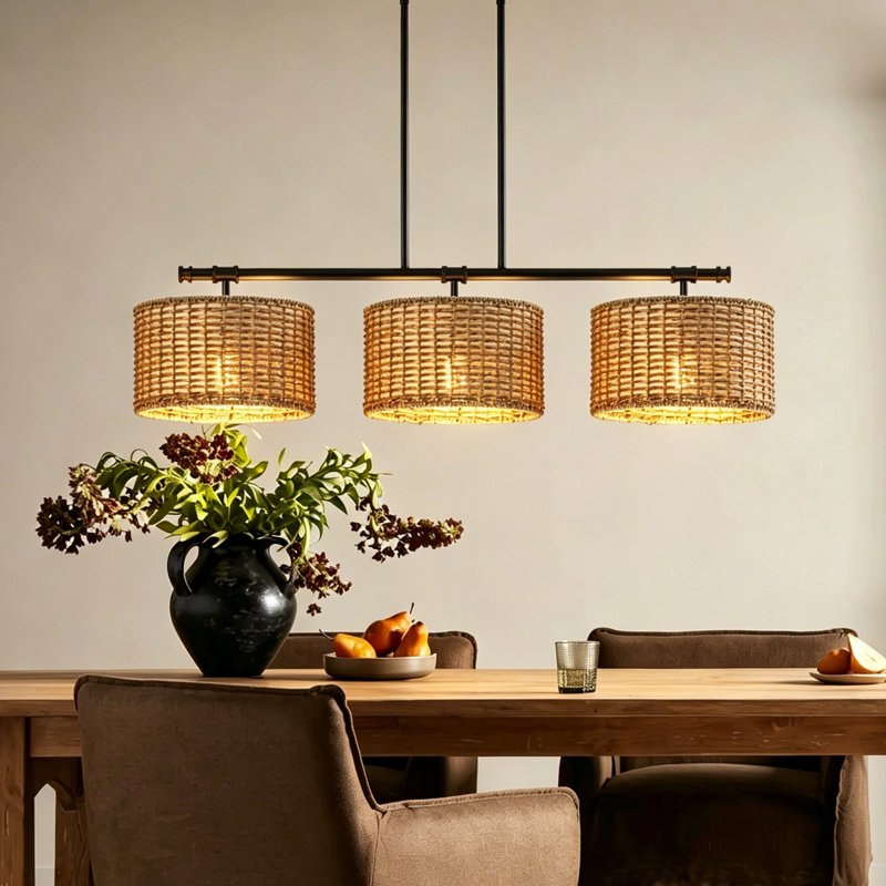 3 - Light Hand-Woven Kitchen Island Pendant