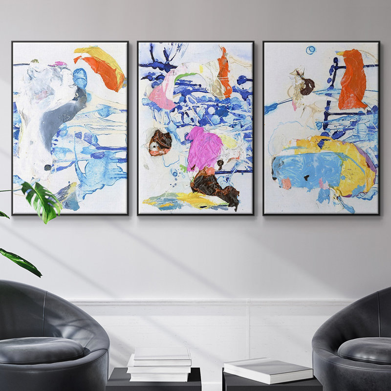 " Evidence I " 3 Piece Art Print, H 24 po x l 48 po x P 2 po, Noir
