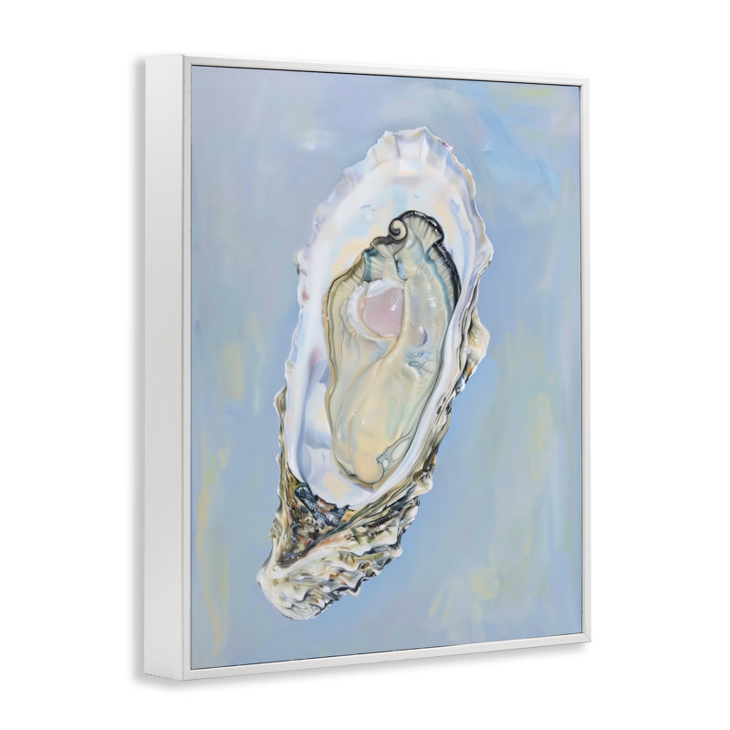 Détail d'une huître sur giclée par Arlington Prints, H 14 po x l 11 po, Giclée encadrée blanc bord de mer
