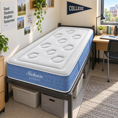 Twin Xl 12" Cooling Gel Hybrid Mattress, Medium Plush Memory Foam Mattress With Pocket Coils & Pressure Relief