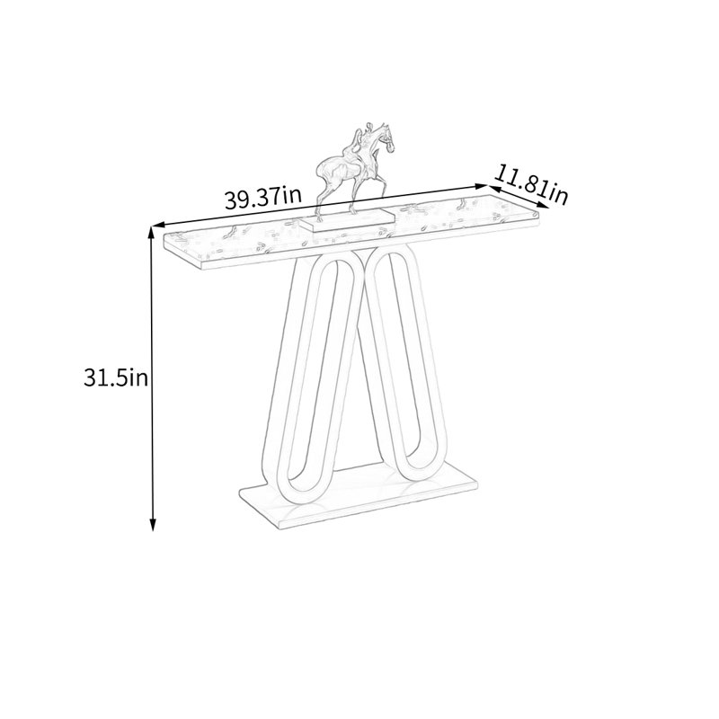 Console Modern Modern, Noir, Doré, H 31,5 po x l 39,37 po x P 11,81 po