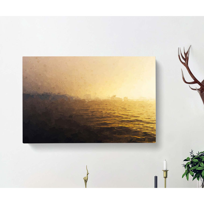Sun Upon The Oceans Surface In Abstract - Wrapped Canvas, 35cm H x 50cm W x 3cm D