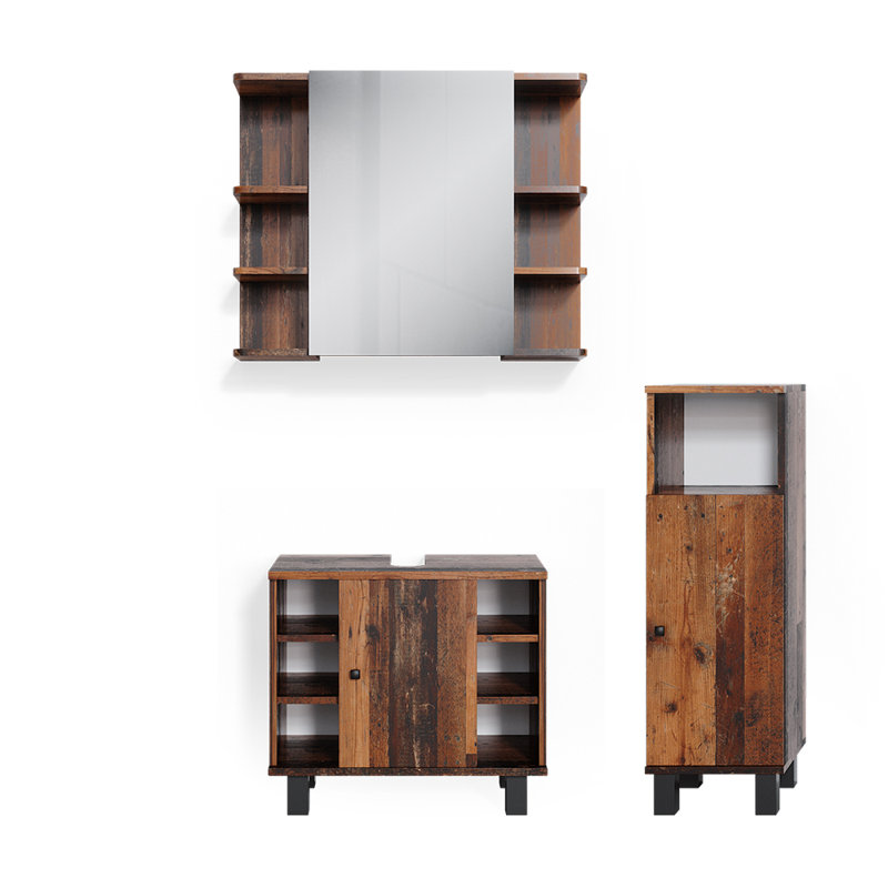 55Cm W x 95Cm H x 98Cm D Solid Wood Bathroom Storage Furniture Set