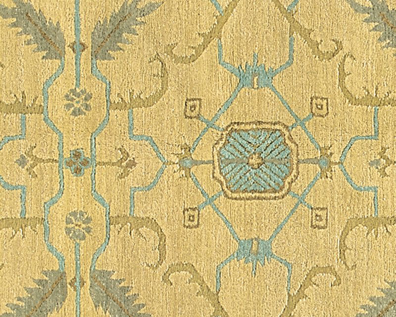 Etienne Wool Geometric Area Rug in Beige/Blue, Rectangle 6' x 9'