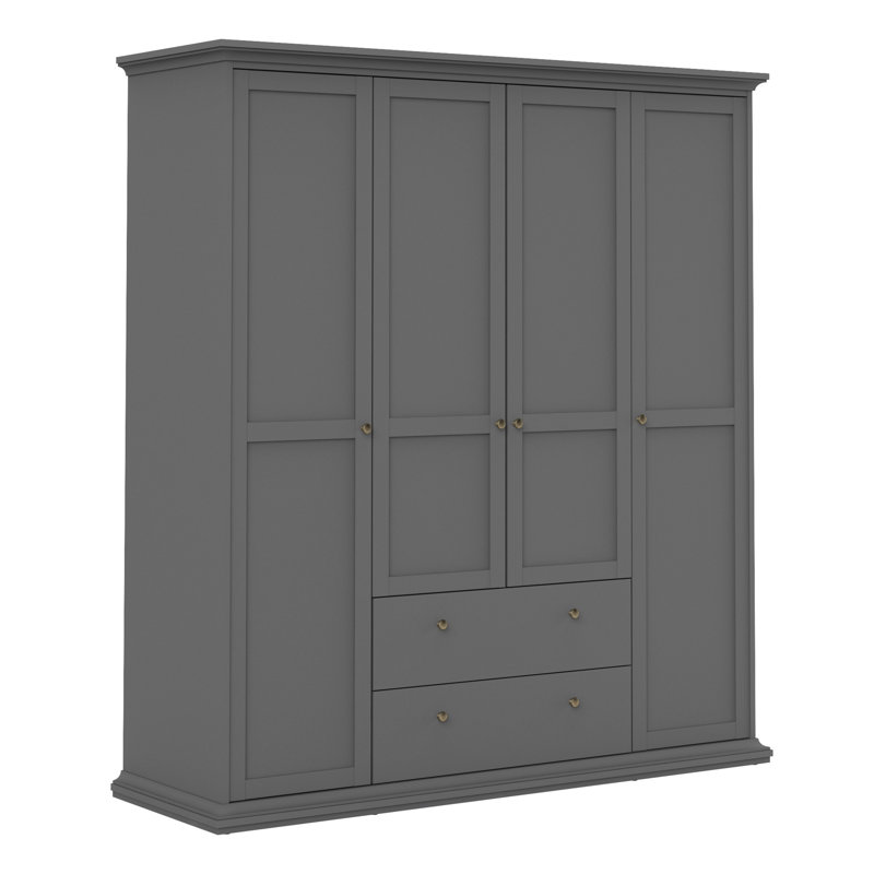 Helena 4 Door Manufactured Wood Wardrobe, Matte Grey