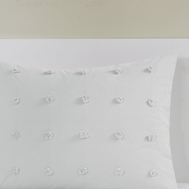 Gray Cotton Jacquard Twin Duvet Cover Set with Shams and Pillows