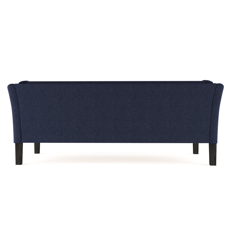 Canapé Charlton, Velours moelleux imprimé bleu, Ébène, H 31 po x l 72 po x P 33 po