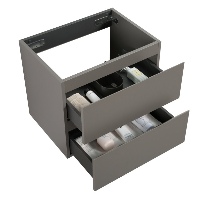 Armoire murale SANS lavabo avec deux tiroirs, White/Grey