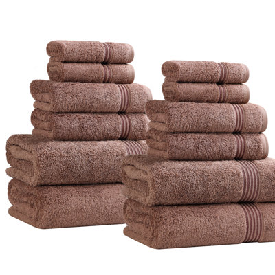 Ensemble de serviettes de bain douces en coton égyptien 12 pièces Guadlupe Heritage