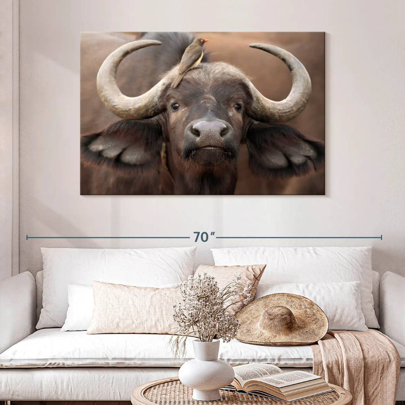 Buffalo And Oxpecker, 32" H x 48" W