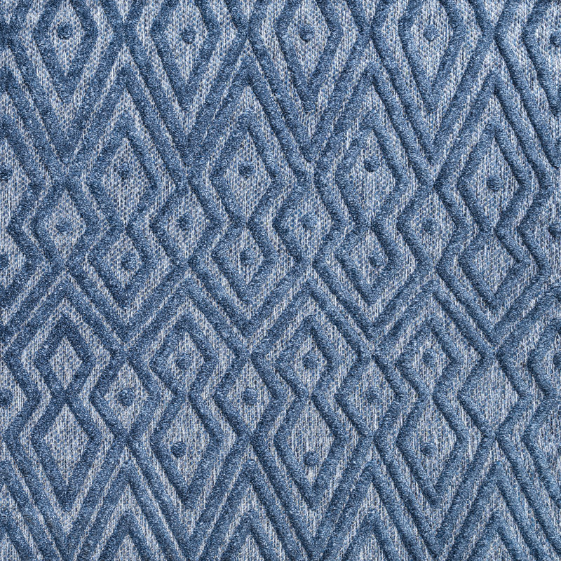 Tapis bleu marine intérieur / extérieur Fierros, Carré 5 pi 3 po