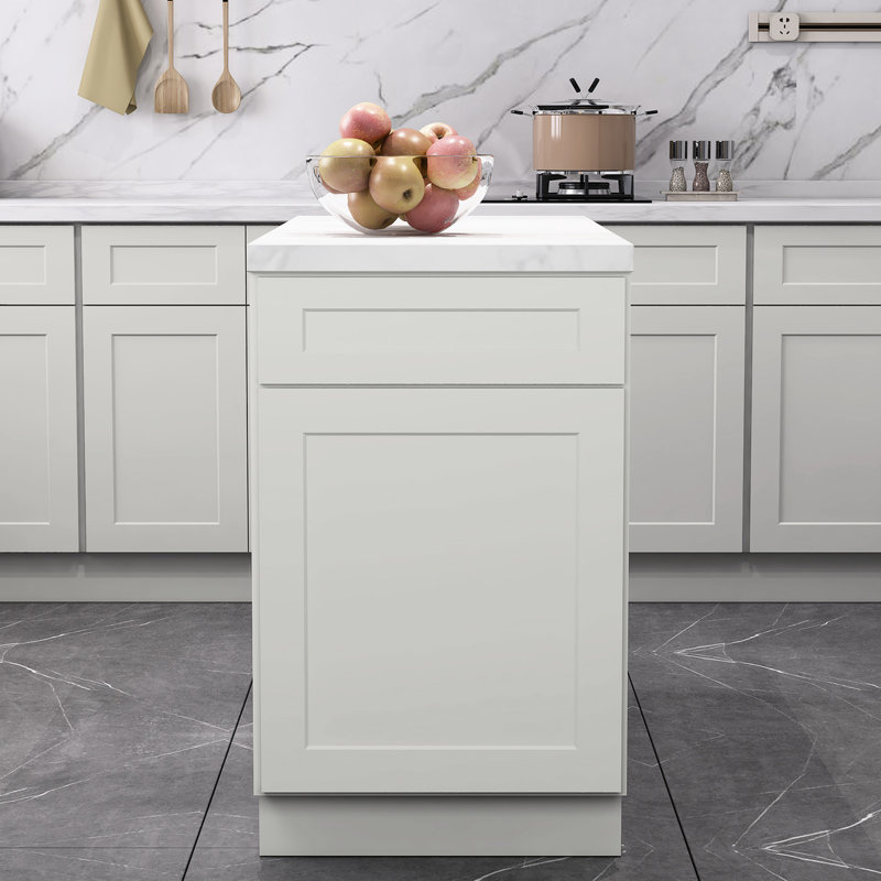 Armoire de cuisine 18 po x 24 po 34,5 po en contreplaqué - intérieur gris avec 1 porte, tablettes réglables, espace de rangement intérieur 18 po x 24 po x 34,5 po à fermeture en douceur