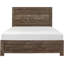 Grand lit en bois avec finition brun rustique et tête de lit, meubles de chambre à coucher Rails - taille de tête de lit-839216705-839216704