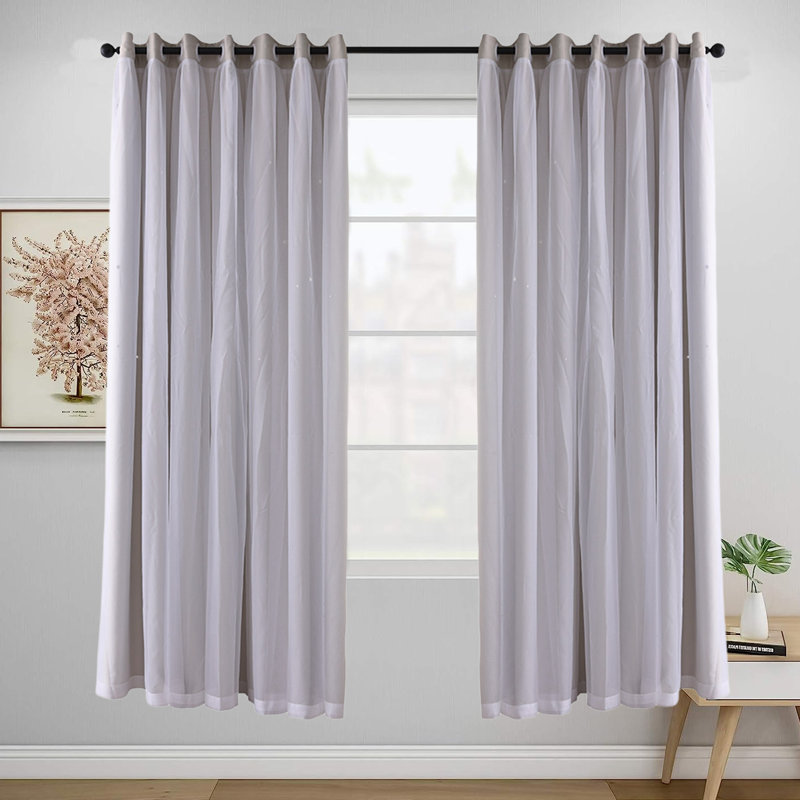 Paire de rideaux occultant en polyester, Beige