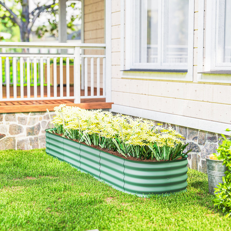 Sairah Metal Raised Garden Bed, Green, 11.75" H x 59" W x 24.5" D