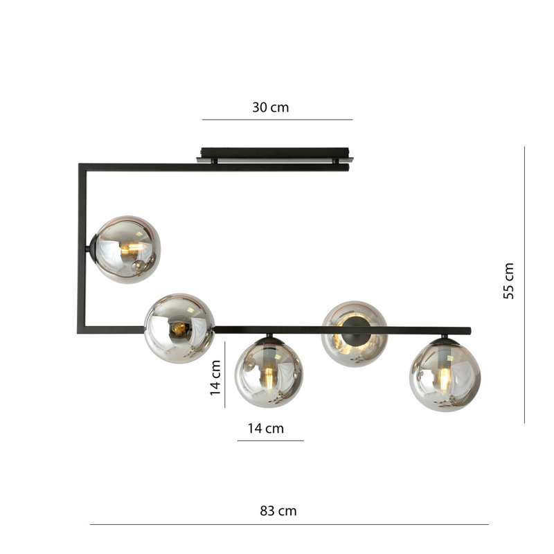 Lierre 5 - Light Geometric Chandelier, Graphite