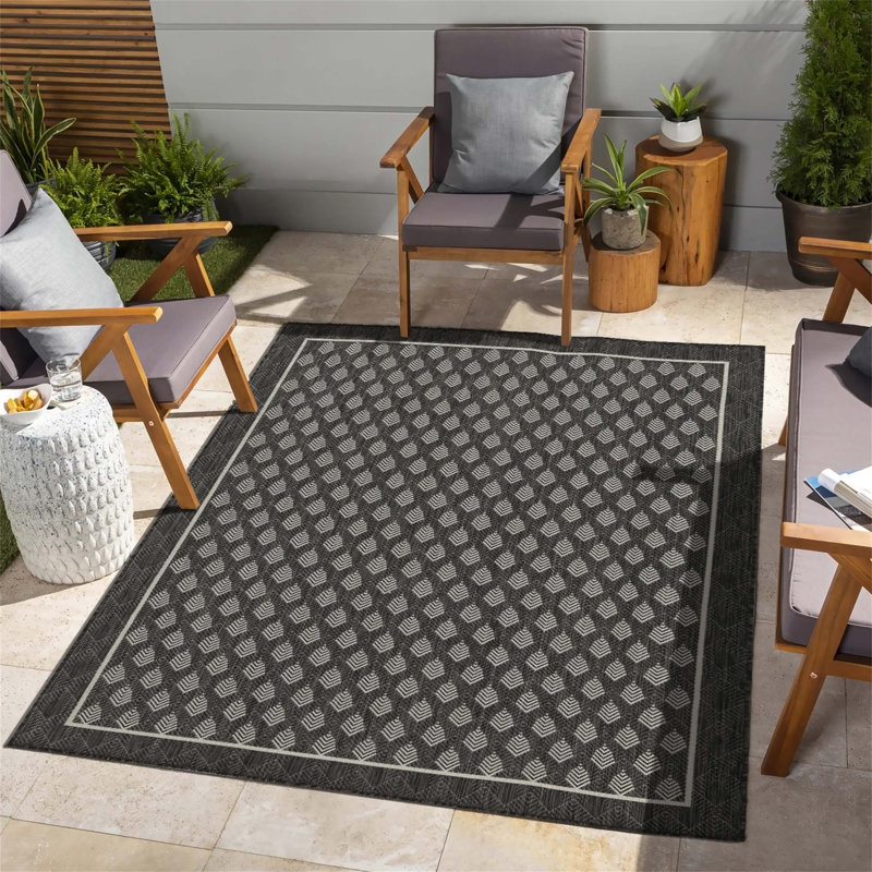 Sunshine Anthracite Indoor/Outdoor Area Rug, Rectangle 5'3" x 7'3"
