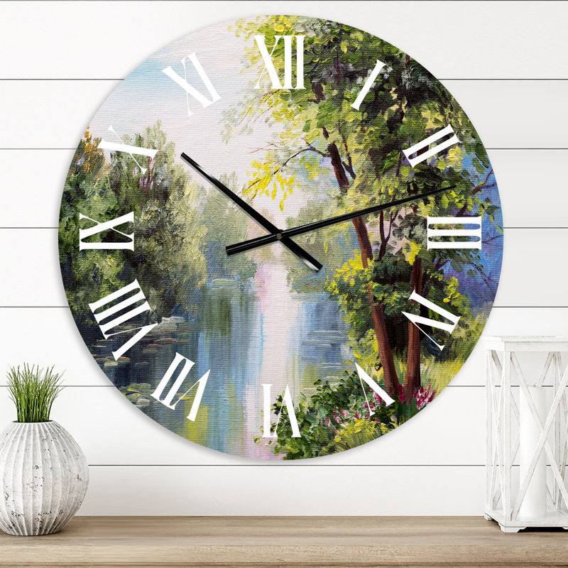Paysage - Lake In The Forest Summer Day - Horloge murale Lake House, Petit