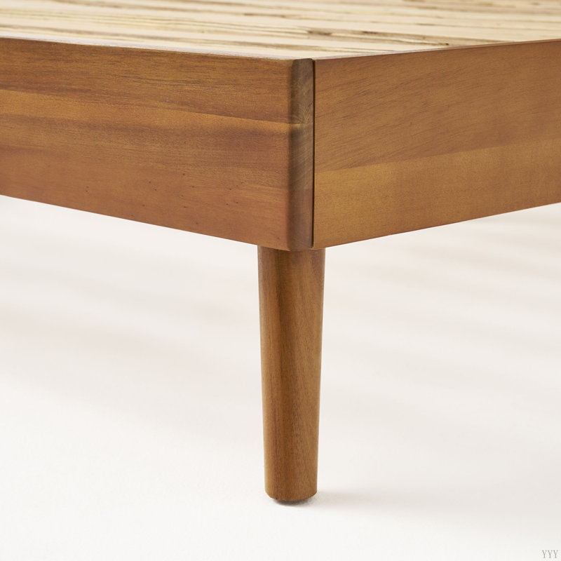 Lit plateforme en bois massif Cohron, Lit simple, Chêne miel