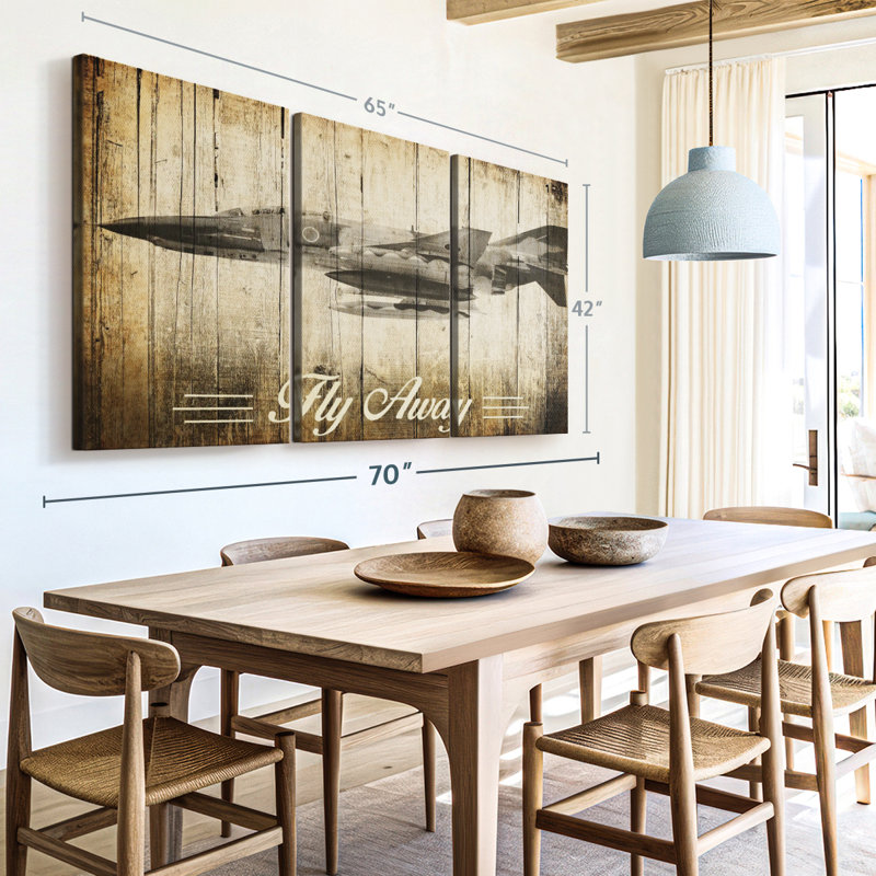 «Rustic F-4 Phantom Avion» sur toile, H 42 po x l 65 po x P 1,25 po