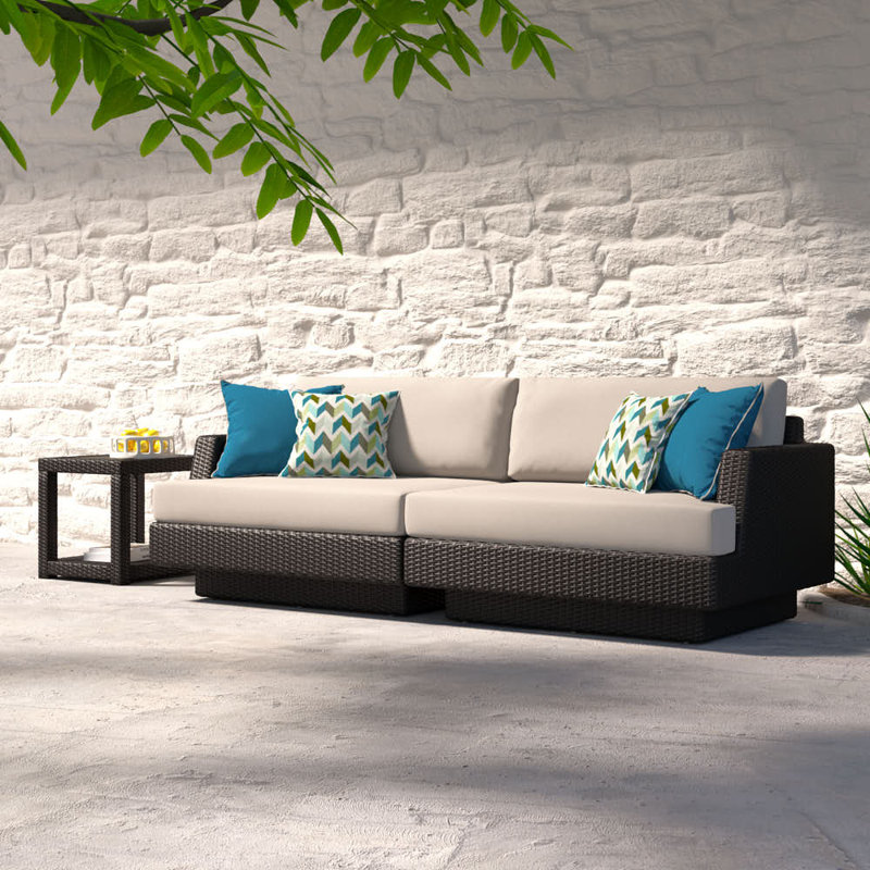 Ehrenfried 96" Outdoor Sofa, Espresso Frame/Dove Gray
