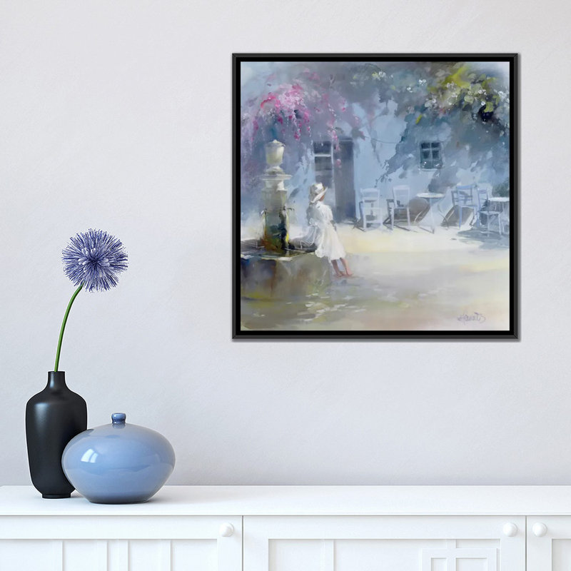 « idyllic blue », impression sur toile, H 18 po x l 18 po x P 1,5 po, Toile avec cadre noir, Pas de tapis