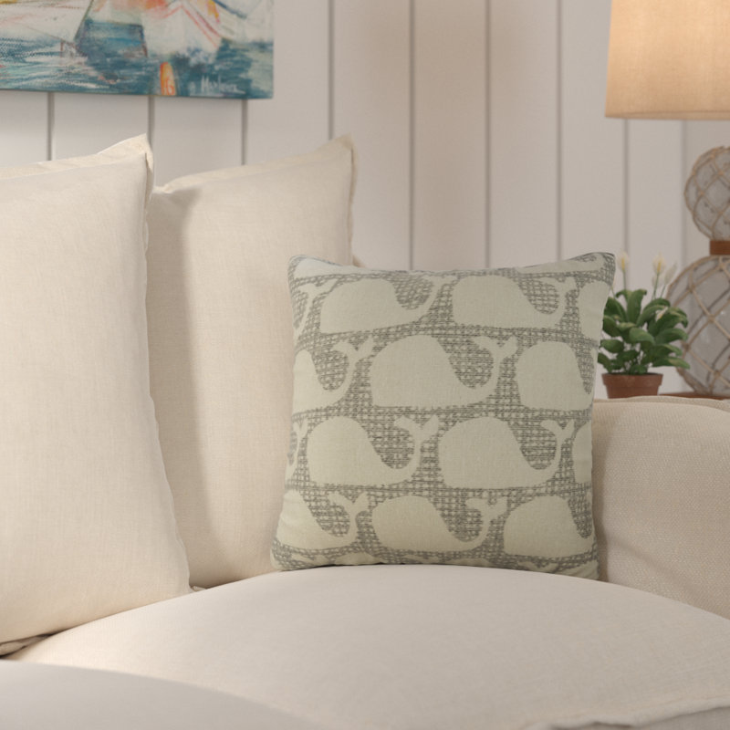 Coussin en coton Trafalgar, Ivoire/Gris