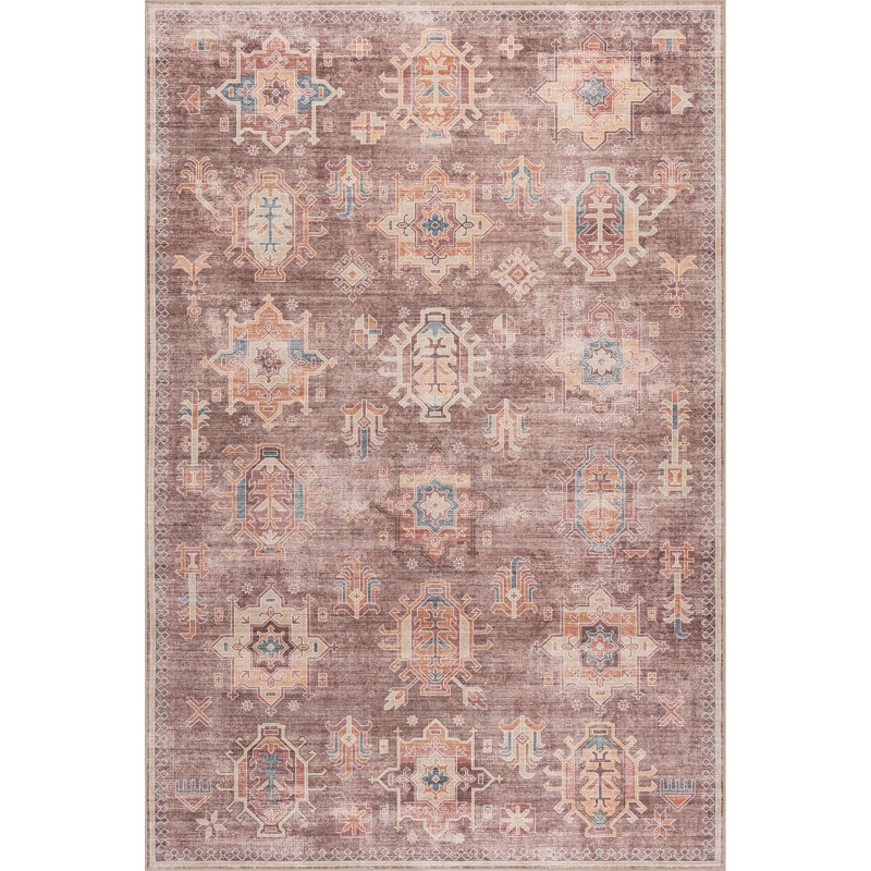 Philomena Medallion SplashGuard Machine Washable Area Rug, Runner 2'6" x 8'