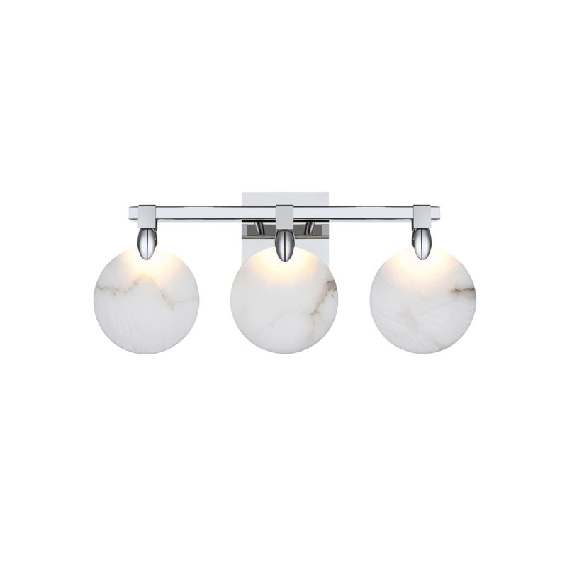 Cambell 22 inch Alabaster Wall Sconce in Chrome, Chrome