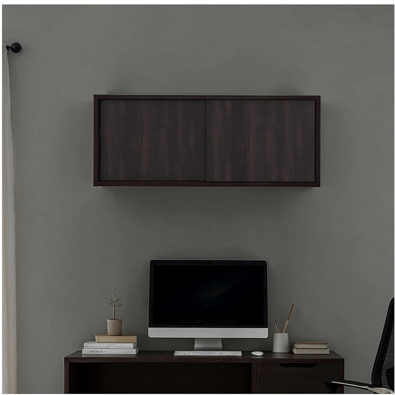 Armoire de rangement murale en noyer teint