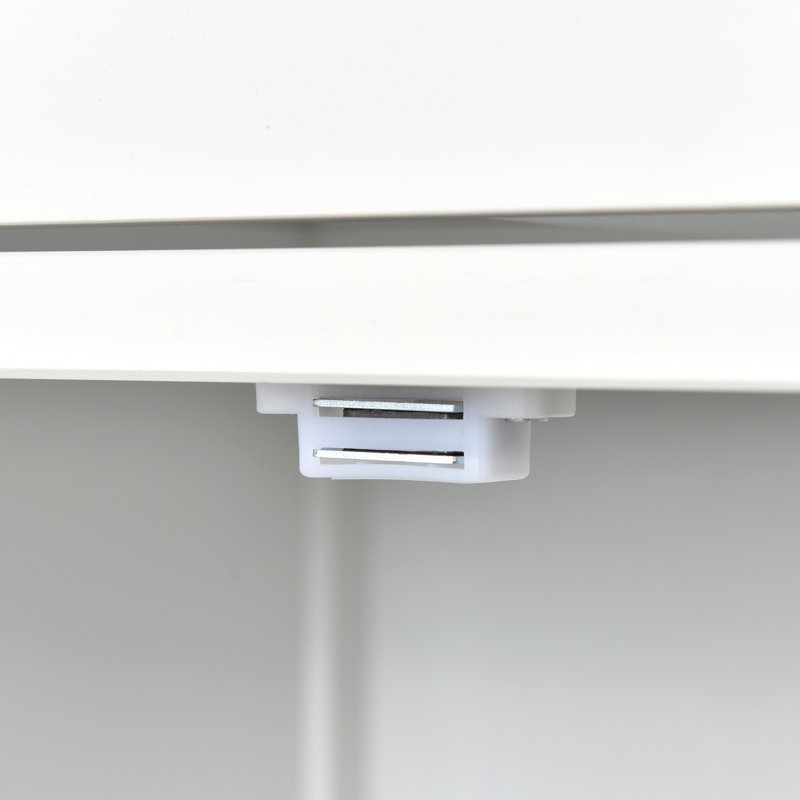 Îlot de cuisine blanc avec surface en bois massif, armoire à 4 portes, 2 tiroirs, support à épices et à serviettes intégré, chariot à roulettes verrouillables - blanc, zone de travail, système à 4 portes