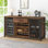 Armoire de bar 70 pouces avec espace réfrigérateur et porte-bouteilles long avec tiroir, armoire à vin en métal rustique avec buffet pour salle à manger