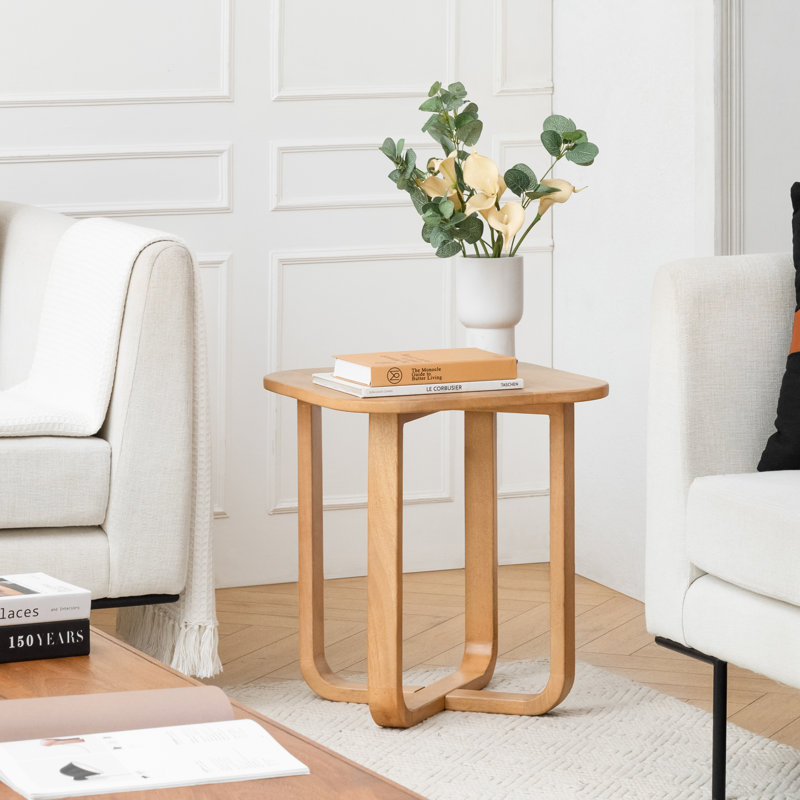 Satori Solid Wood Cross Legs Side Table, Blonde Natural
