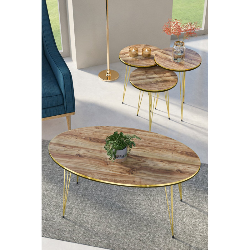 Luka Living Room Table Set, Walnut