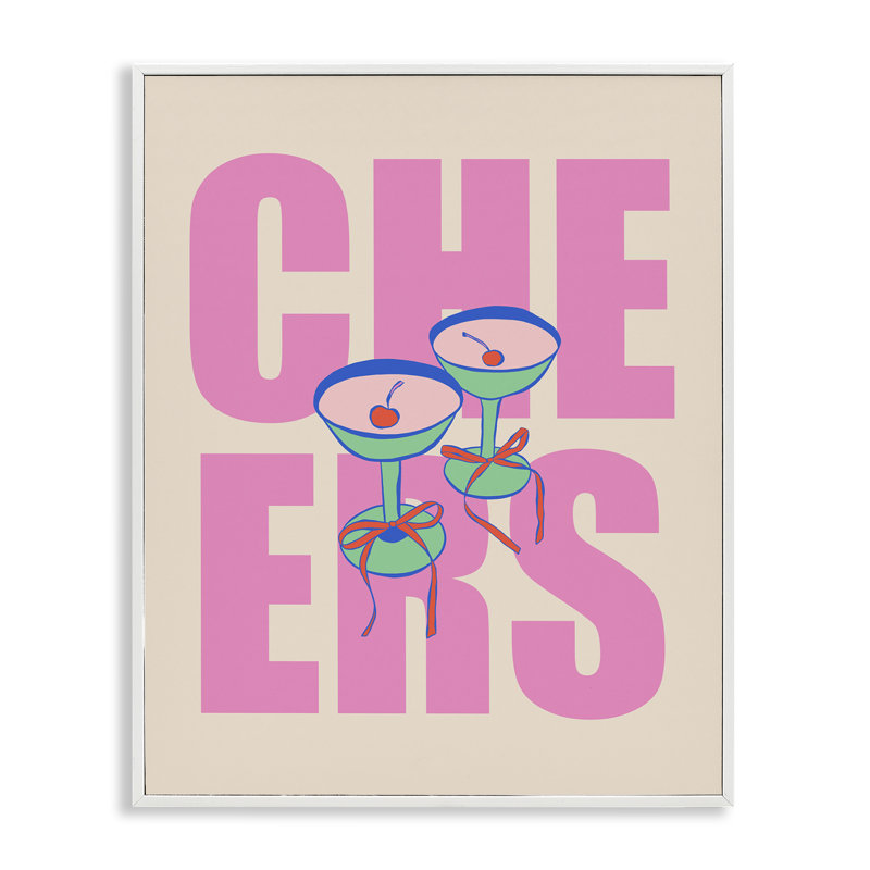  Cheers Martinis & Bows, art giclée par House of Lulu, H 30 po x l 24 po, Estampe numérique encadrée blanc bord de mer