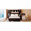 Lit double en bois avec armoire et tablette tout-en-un, espresso