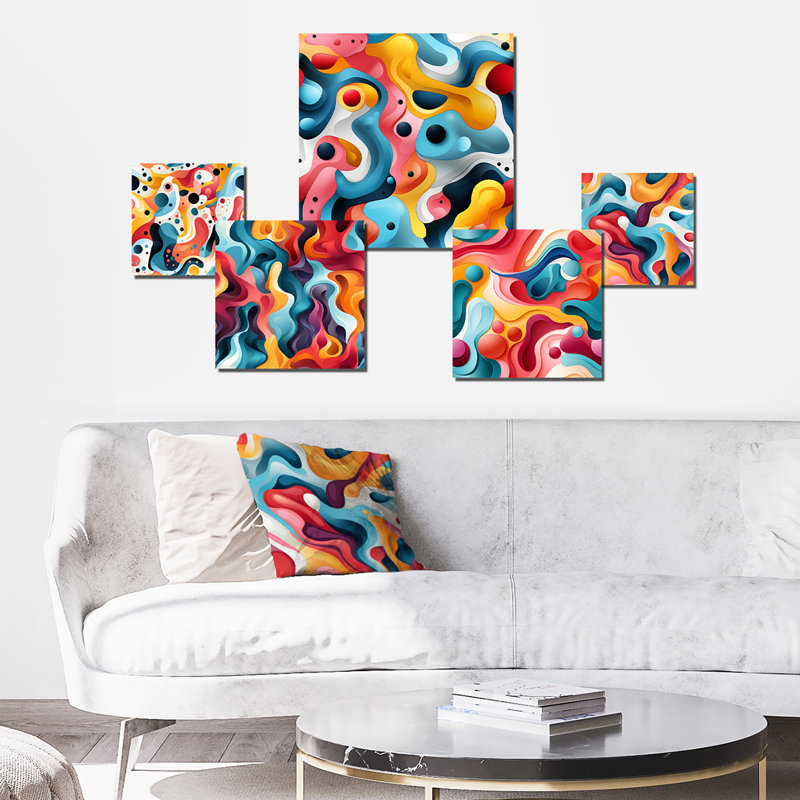 Ensemble de 5 décorations murales colorées Popart