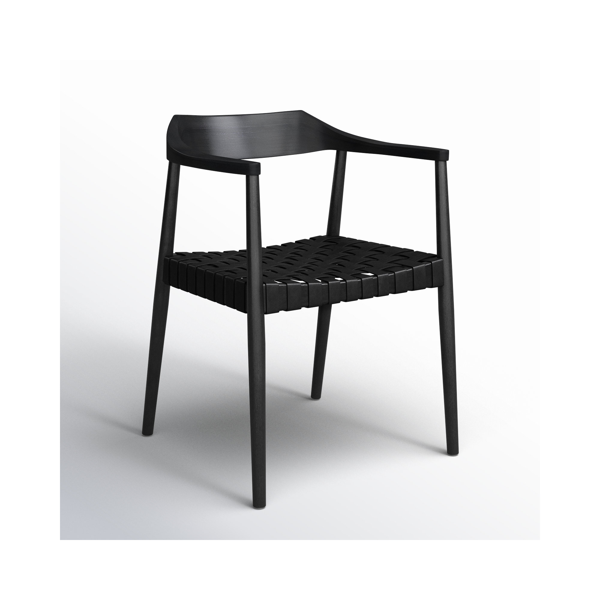 Noreen Accent Chair, Black, Black Genuine Leather