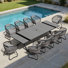 Ensemble repas pour 10 personnes avec trou pour parasol et coussin amovible