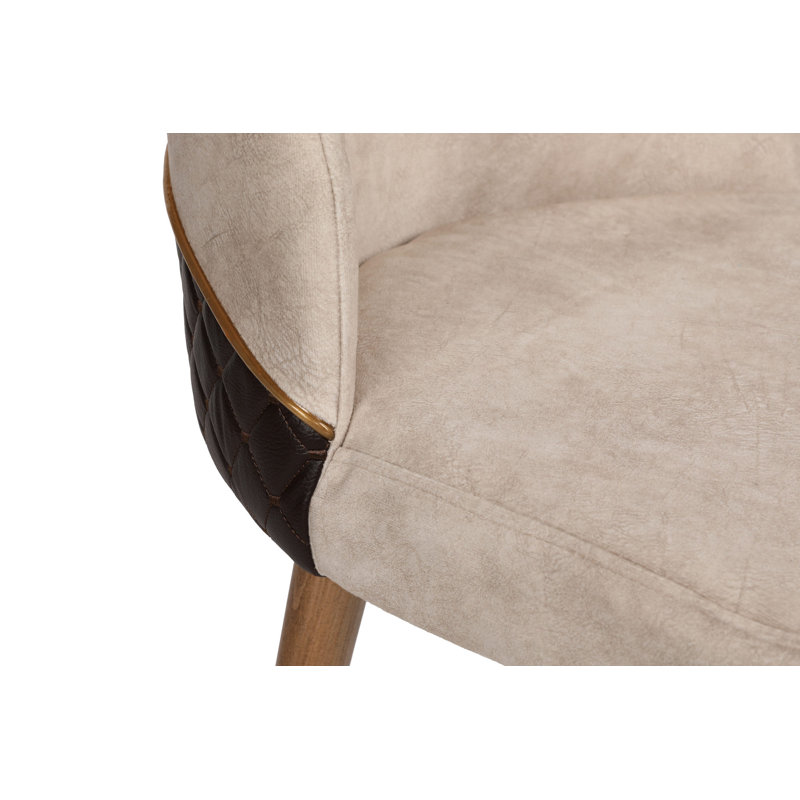 Ensemble de chaises modernes 4 pièces, en velours crème et similicuir noyer, 19,7 po x 35,4 po x 19,3 po | Structure 100% métal, pieds en bois de charme, capacité de 352 lb | Siège de salle à manger et de salon élégant, confort élégant