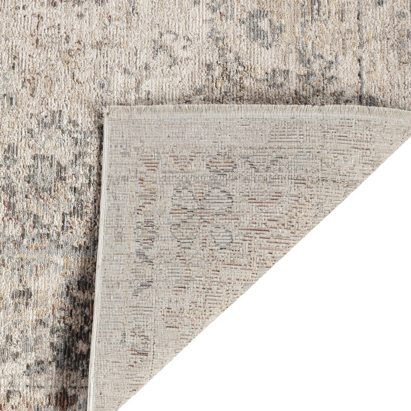 Sealy Easton Floral & Botanical Distressed Vintage Turkish Antique White Area Rug with Fringe , 9' X 12', Beige