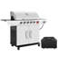 Barbecue au gaz Royal Gourmet à 6 brûleurs avec brûleur Sear et brûleur latéral avec couvercle, argent