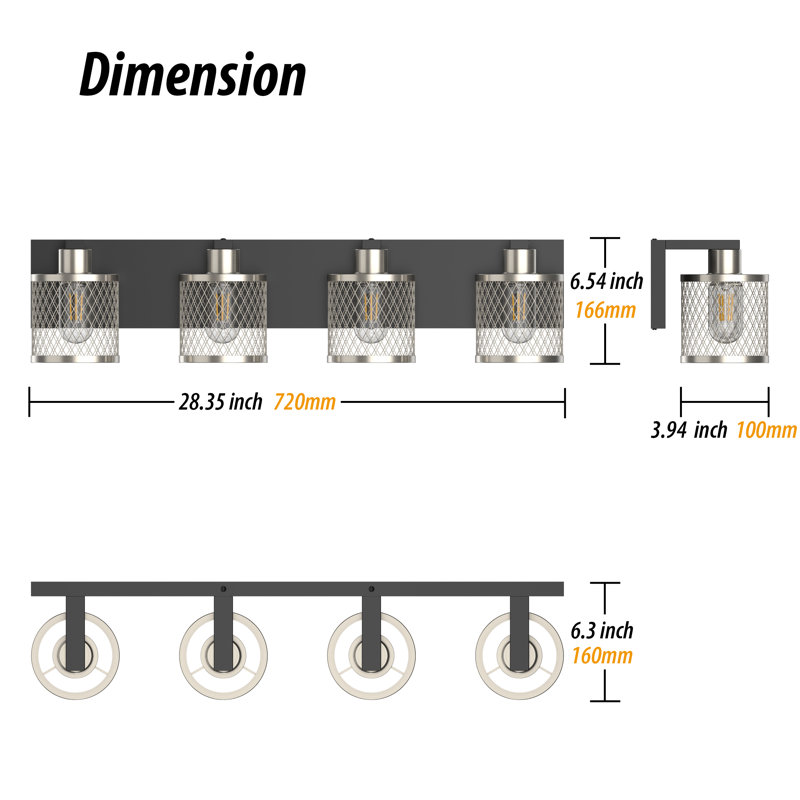Koch 4 - Light Dimmable Vanity Light, Sand Nickel