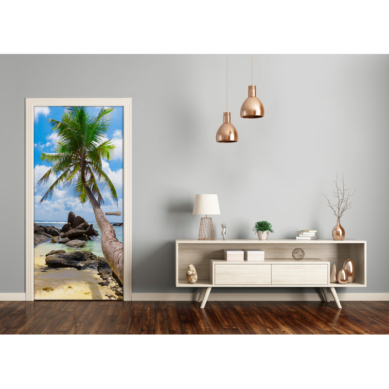 Tropical Beach Door Decal